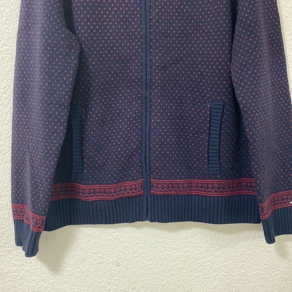 Tommy Hilfiger Men's XL Cotton Blend Patterned Zip up Sweater Blue - Picture 3 of 11